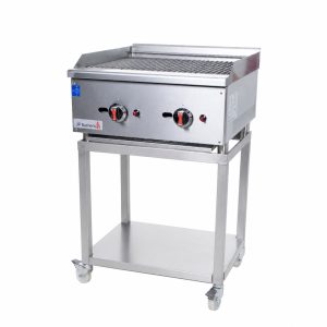 Commercial Gas Griddle Smooth Plate 2 Burners 15KW With Stand