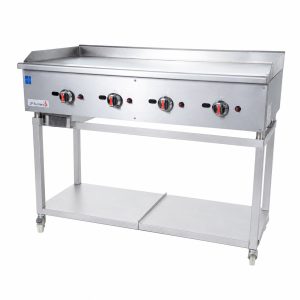 Commercial Gas Griddle Smooth Plate 4 Burners 30KW With Stand