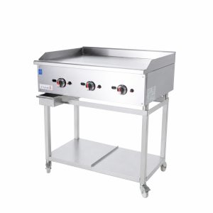 Commercial Gas Griddle Smooth Plate 3 Burners 22.5KW With Stand