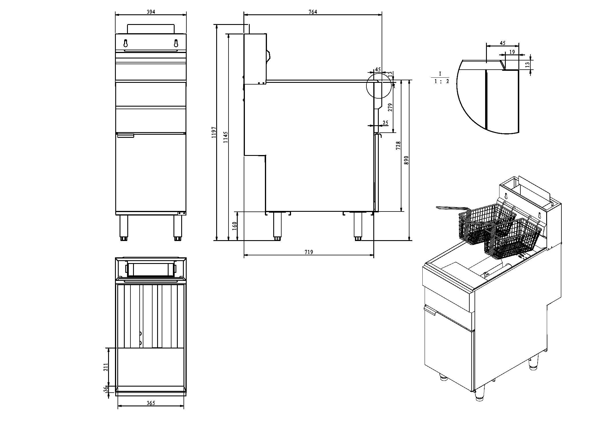 4 Burner Twin Tank Twin Basket Fryer - 2 x 11 Litres - Image 2