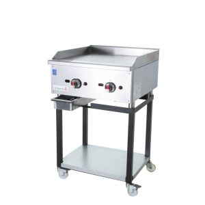 Commercial Gas Griddle Smooth Plate 2 Burners 15KW With Stand