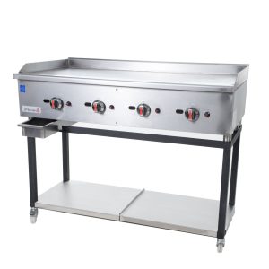 Commercial Gas Griddle Smooth Plate 4 Burners 30KW With Stand
