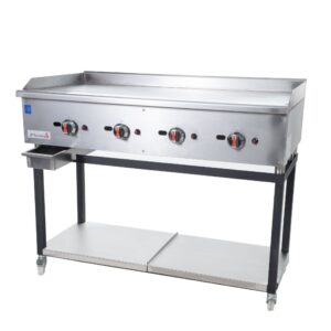 Commercial Gas Griddle Smooth Plate 4 Burners 30KW With Stand