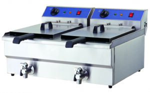 Countertop Electric Fryer Twin Tank with Tap - 2 x 16 Litres